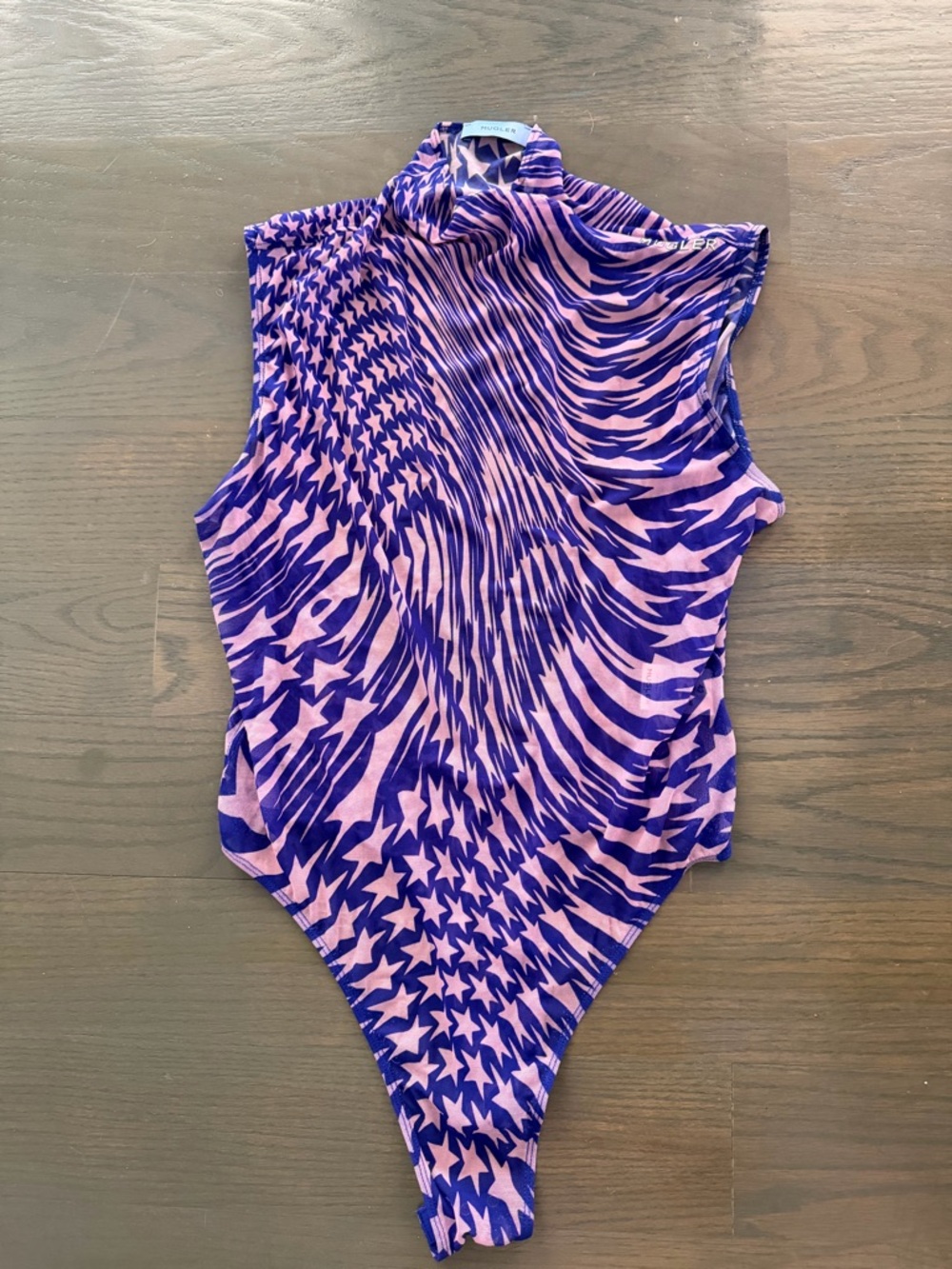 Mugler Purple Star & Wave Sleeveless Bodysuit